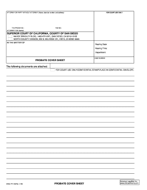 California Probate Cover Sheet