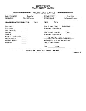 Uncontested Settings Form