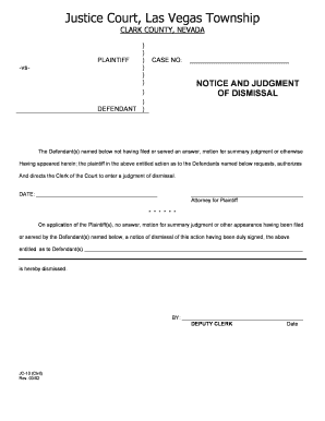Notice and Judgment of Dismissal