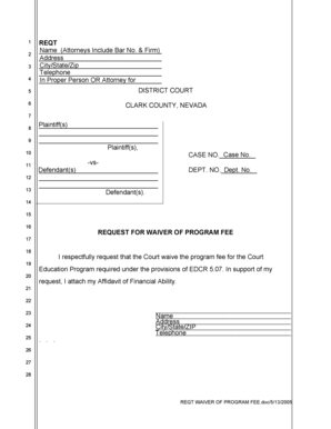 Request for Waiver of Program Fee