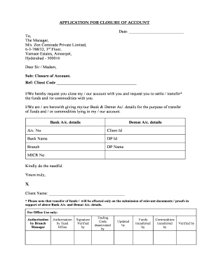 Account Closure Application