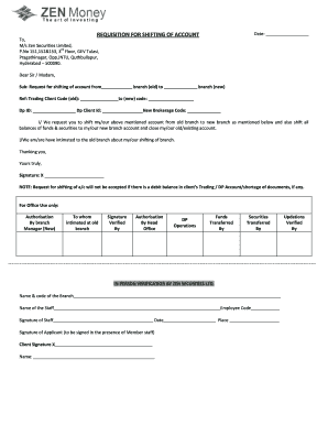 Account Shifting Requisition Form
