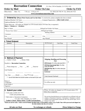 Recreation Connection Order Form