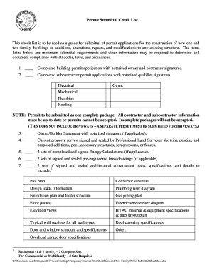 Permit Submittal Checklist for Residential Construction