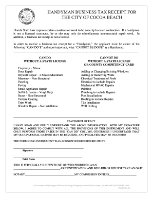 Handyman Business Tax Receipt