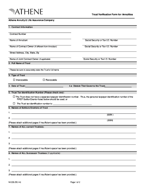 Trust Verification Form for Annuities