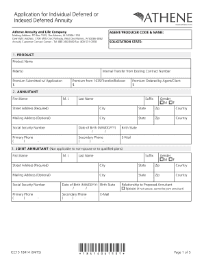 Application for Individual Deferred or Indexed Deferred Annuity
