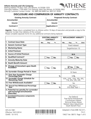 Annuity Contract Replacement Disclosure Form