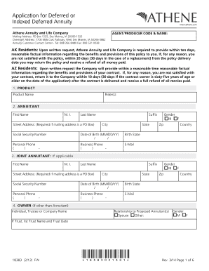 Application for Deferred or Indexed Deferred Annuity