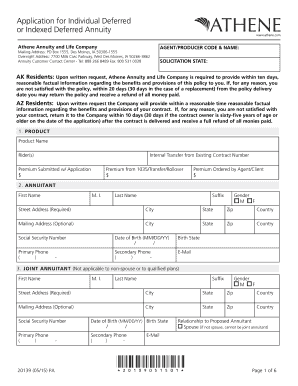 Application for Individual Deferred or Indexed Deferred Annuity
