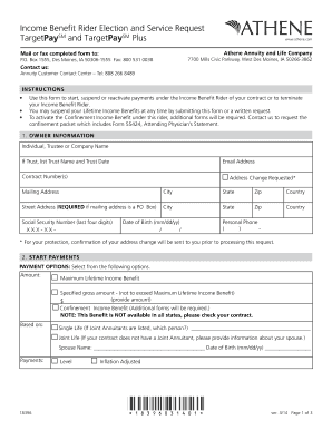 Income Benefit Rider Election and Service Request