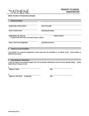 Request to Cancel Annuitization