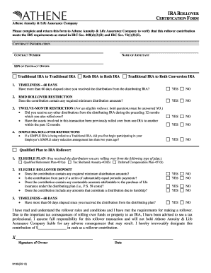 IRA Rollover Certification Form