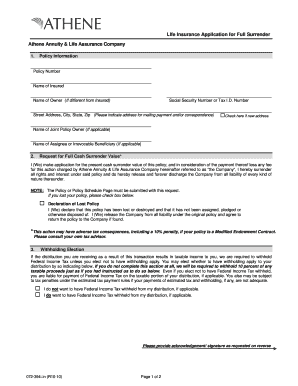 Life Insurance Full Surrender Application