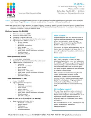 Sponsorship Opportunities 7th Annual Fundraising Event of PALS Autism School Saturday, April 5, 2014 6:00pm Vancouver Convention Centre imagine