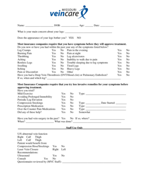 Leg Health Assessment Form