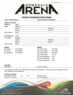 Sports Nomination Form