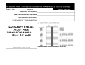 WV Medicaid Prior Authorization Request for Inpatient Rehab