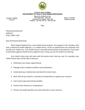West Virginia Health Home Enrollment Form