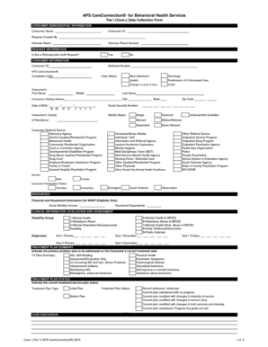 APS CareConnection Behavioral Health Data Collection Form