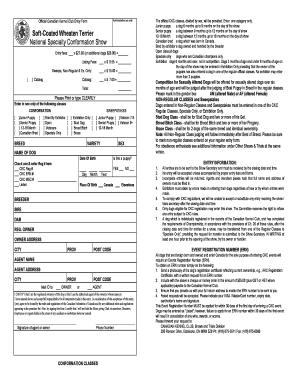Canadian Kennel Club Dog Show Entry Form