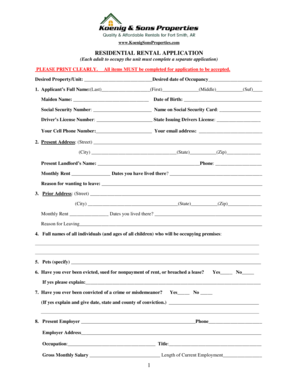 Residential Rental Application
