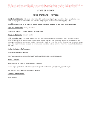 Nevada Alternative Fuel Vehicle Parking Permit Application