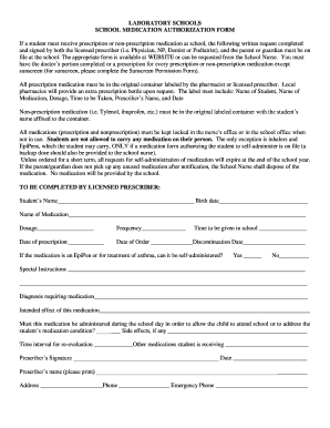 School Medication Authorization Form