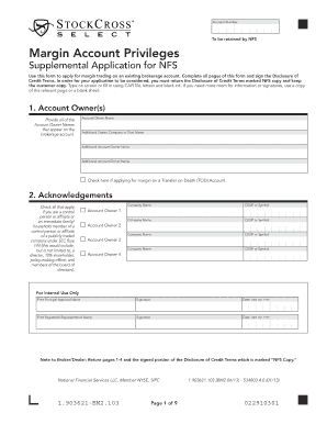 Margin Account Privileges Supplemental Application