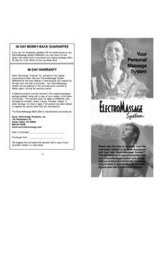 ElectroMassage System EMS2200 Warranty and Guarantee