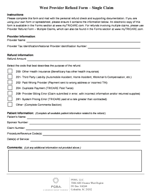 West Provider Refund Form