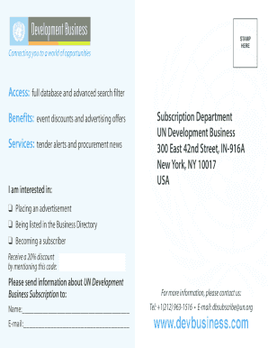 UN Development Business Subscription Form