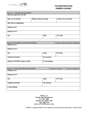 IRS Tax ID Number Change Form