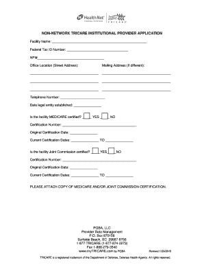 TRICARE Institutional Provider Application