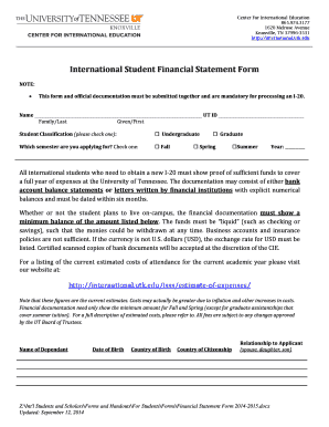 International Student Financial Statement Form