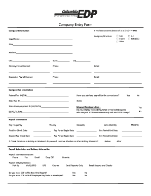 Company Entry Form