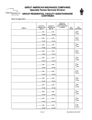 Group Residential Facility Questionnaire