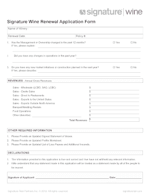 Wine Renewal Application Form