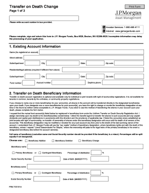 J.P. Morgan Funds Transfer on Death Beneficiary Form