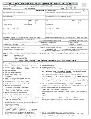 Merchant Processing Application and Agreement