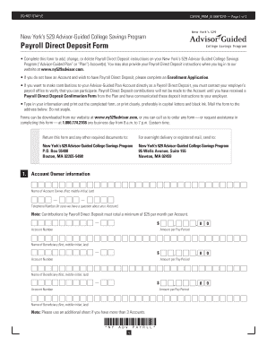 New York 529 Advisor-Guided College Savings Program Payroll Direct Deposit Form