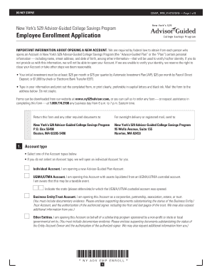 New York 529 Advisor-Guided College Savings Program Employee Enrollment Application