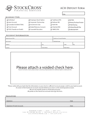 StockCross ACH Deposit Form