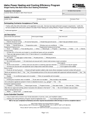 Idaho Power Duct Sealing Worksheet