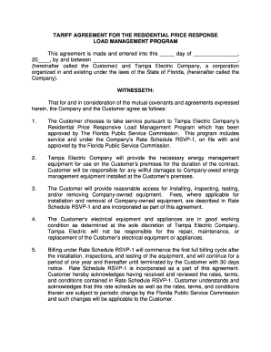 Tampa Electric Residential Price Response Load Management Agreement