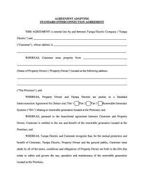 Standard Interconnection Agreement Adoption