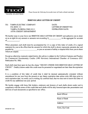 Irrevocable Letter of Credit