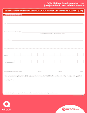 OCBC CDA Interbank GIRO Termination Form