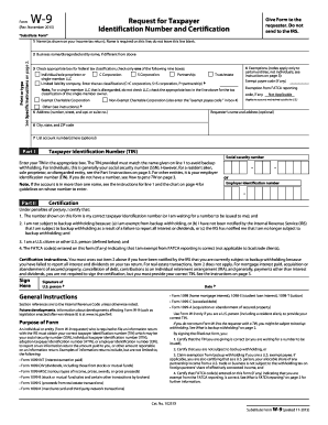 Form W-9 Request for Taxpayer Identification Number and Certification