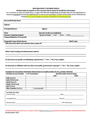 Non-Profit Customer Profile Form